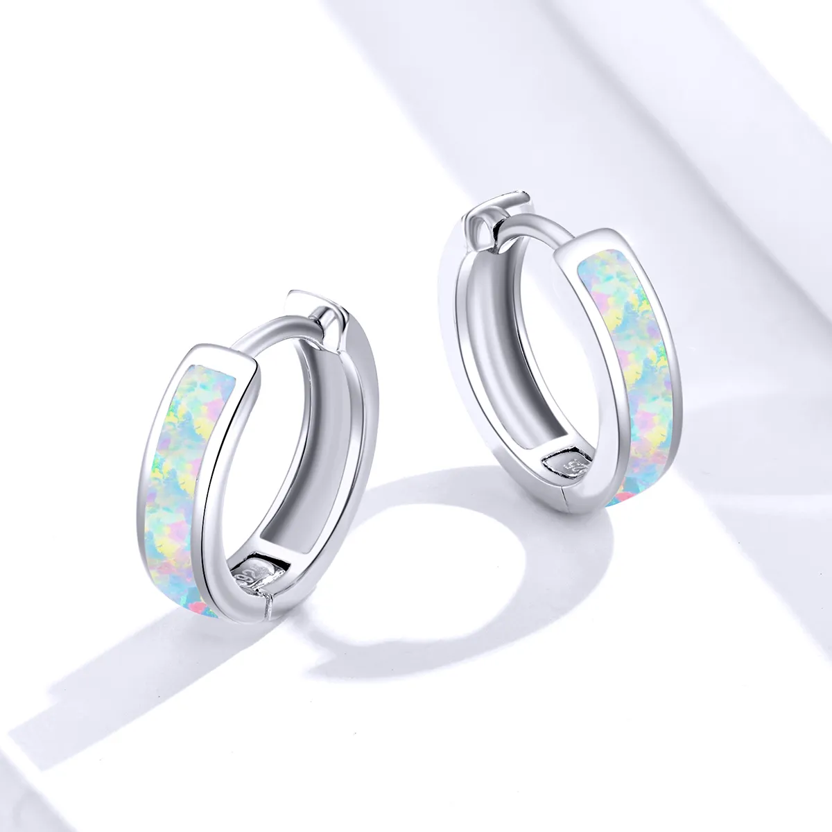 Pandora Style Simple Opal Hoop øredobber - SCE861