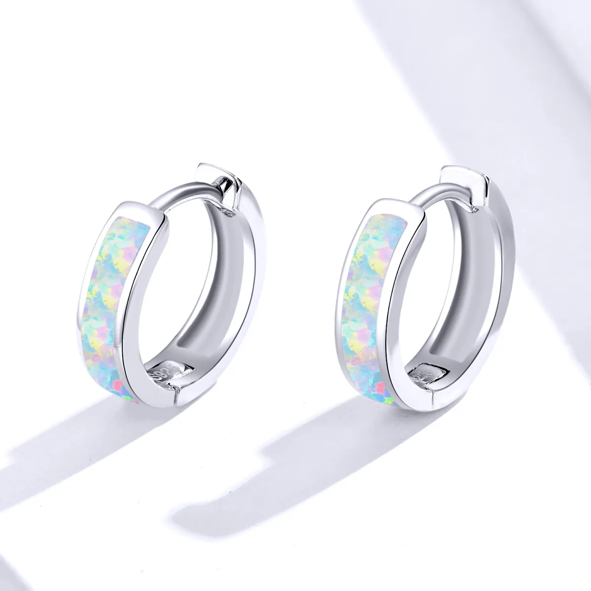 Pandora Style Simple Opal Hoop øredobber - SCE861