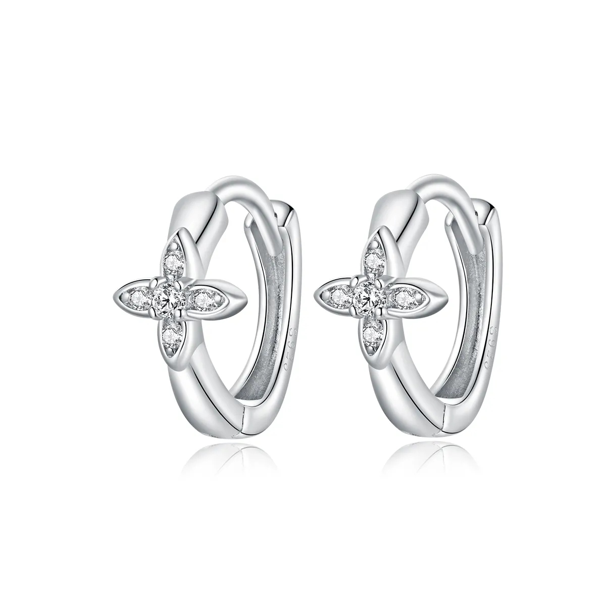 Pandora Style Sparkle Flower Hoop øredobber - SCE1043