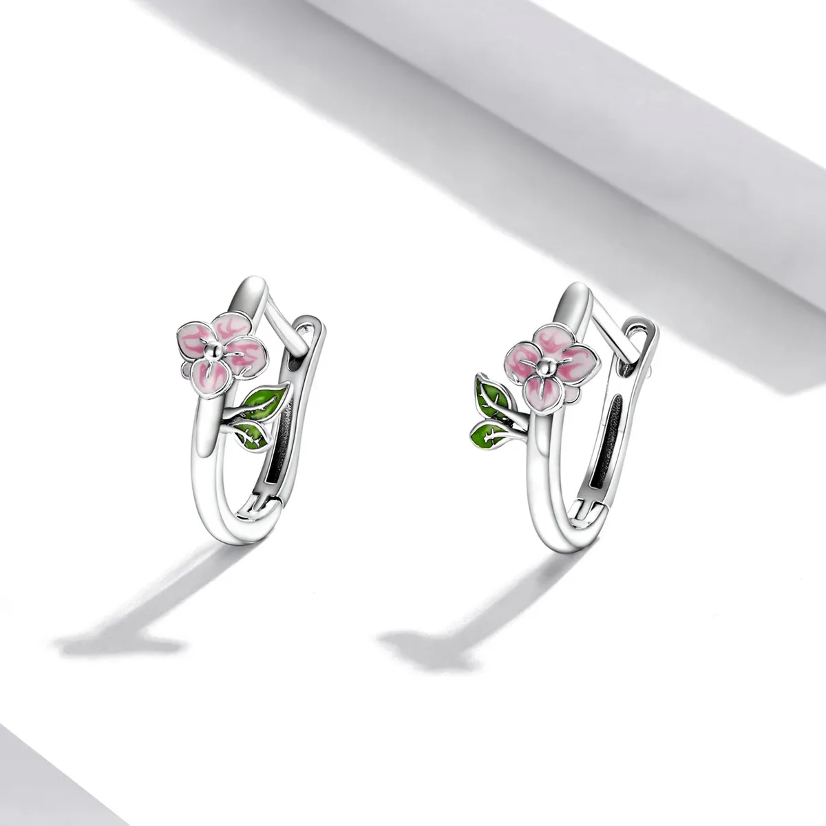 Pandora Style Spring Cherry Blossoms Hoop øredobber - SCE1287