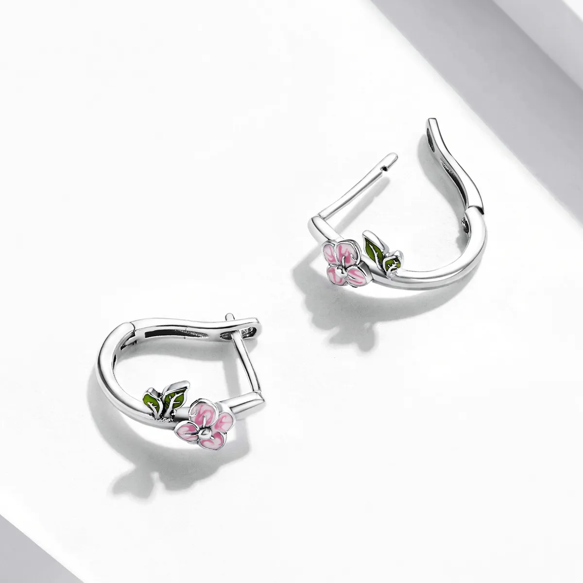 Pandora Style Spring Cherry Blossoms Hoop øredobber - SCE1287