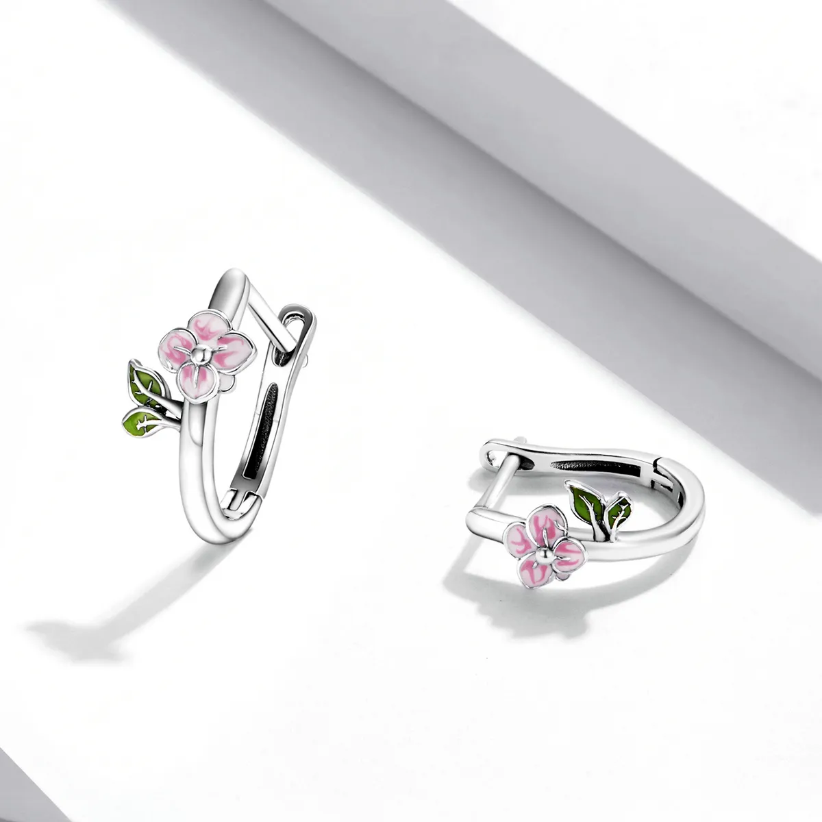 Pandora Style Spring Cherry Blossoms Hoop øredobber - SCE1287