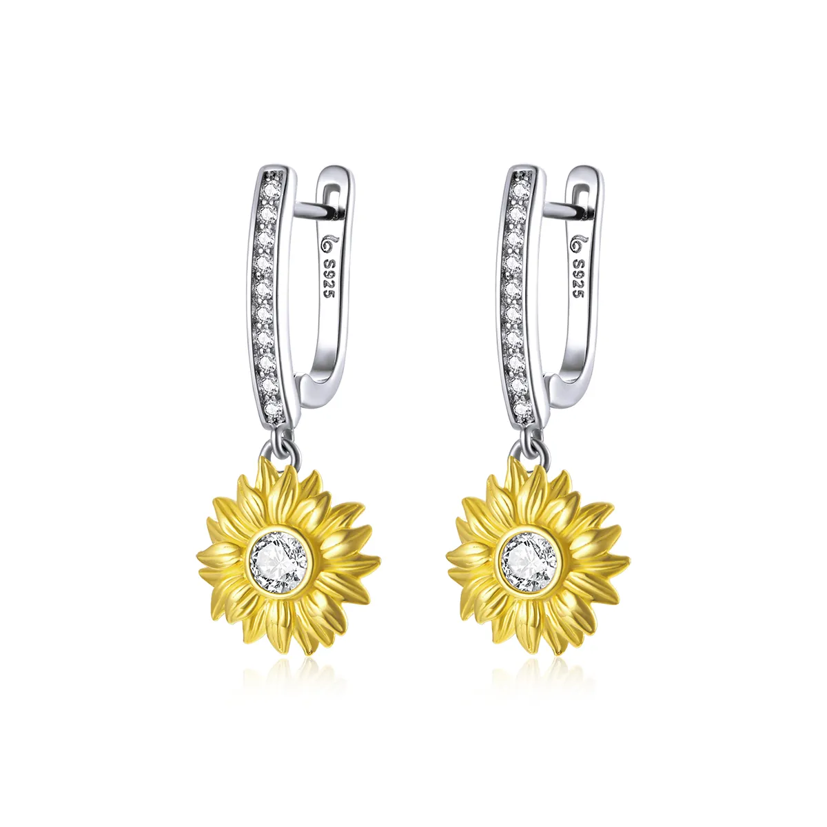 Pandora Style Sun Flower Hoop øredobber - BSE469