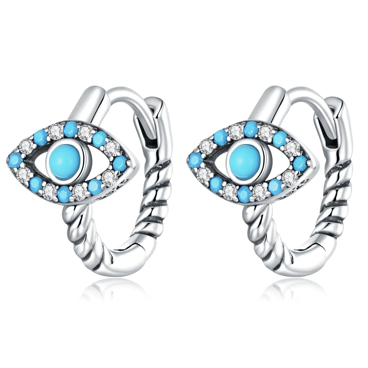 Pandora Style Turkis Devil Eye Hoop øredobber - SCE1418