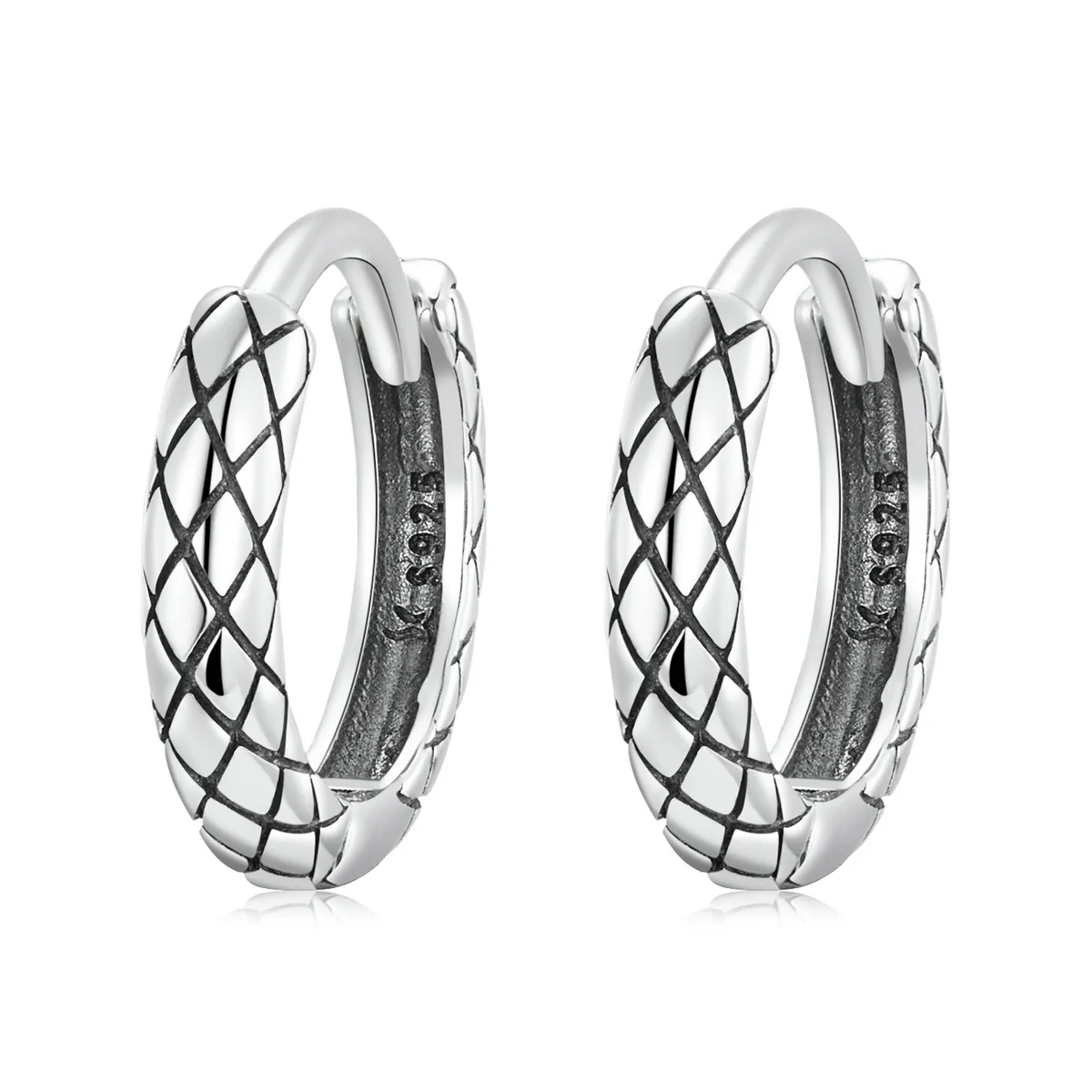 Pandora Style Snake Pattern Hoop Earrings - SCE1354