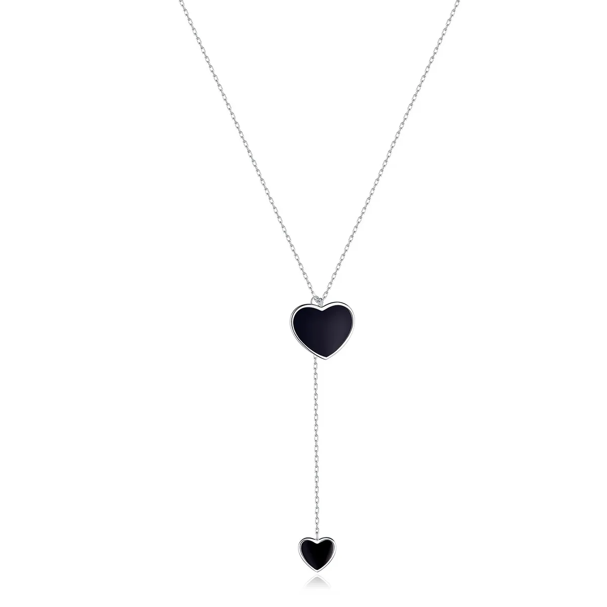 pandora style black heart halskjede bsn095