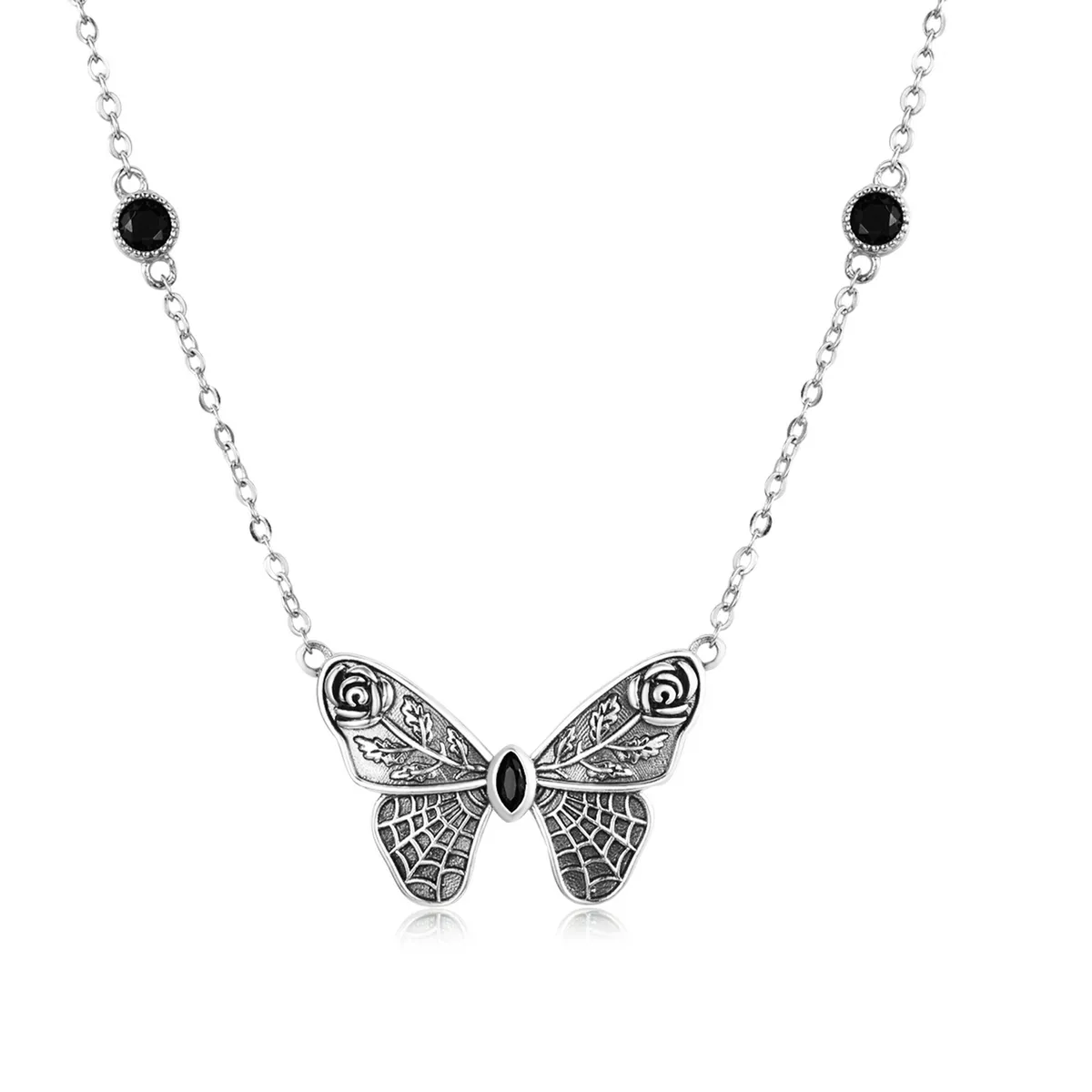 pandora style retro butterfly halskjede bsn235