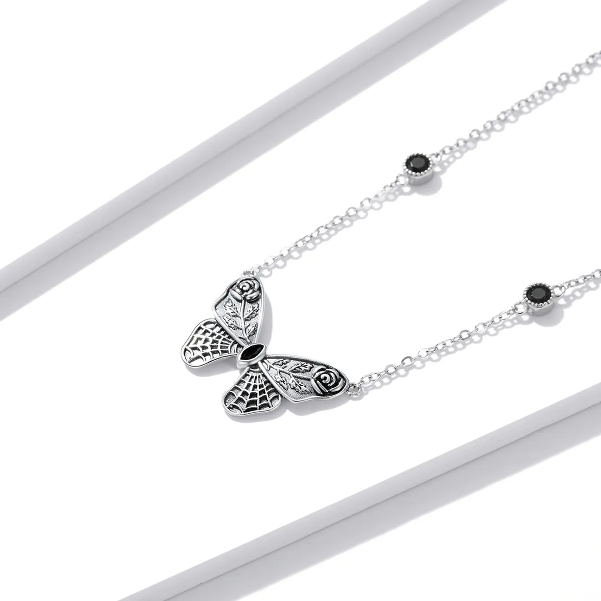 Pandora Style Retro Butterfly Halskjede - BSN235