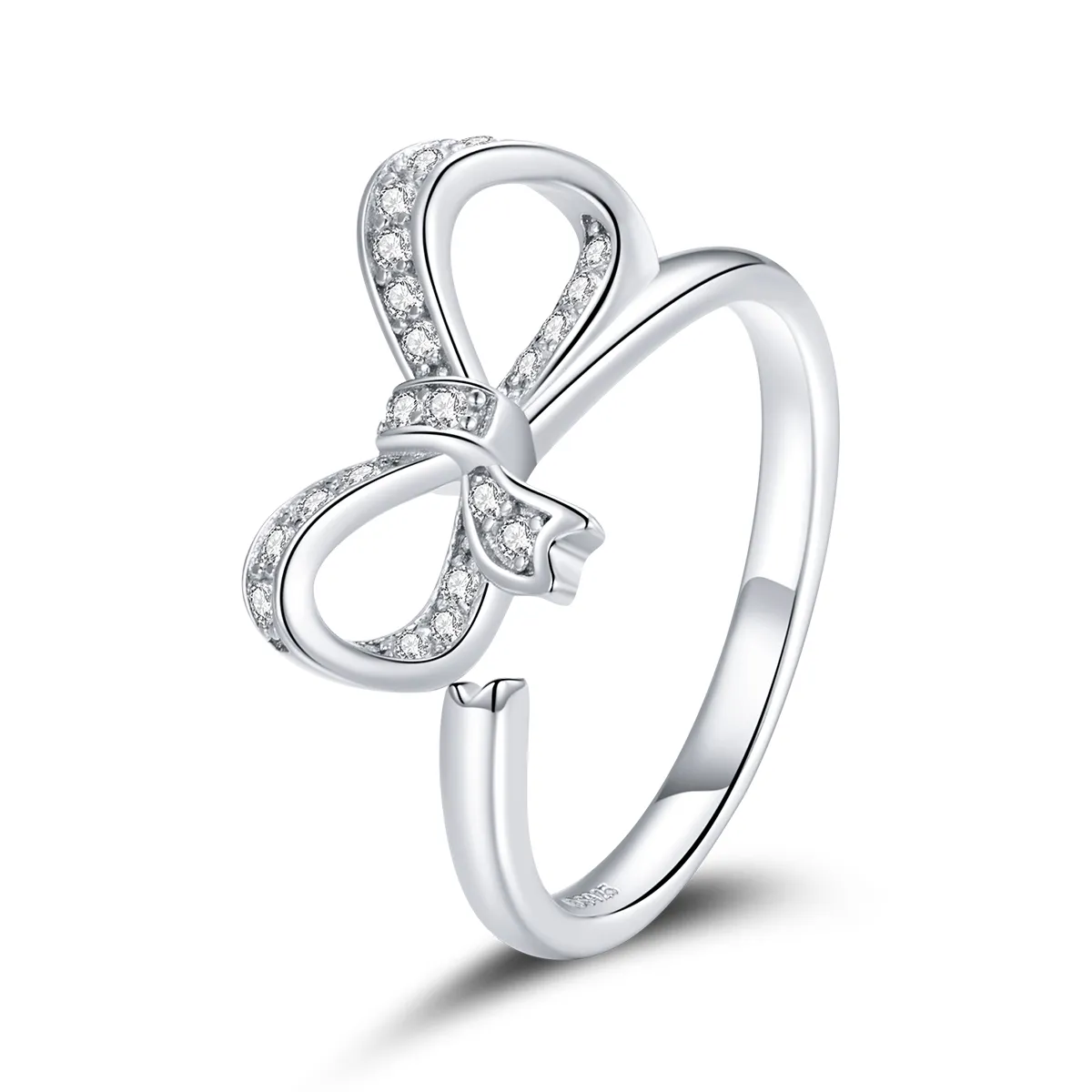 pandora style bue ribbon åpen ring bsr158