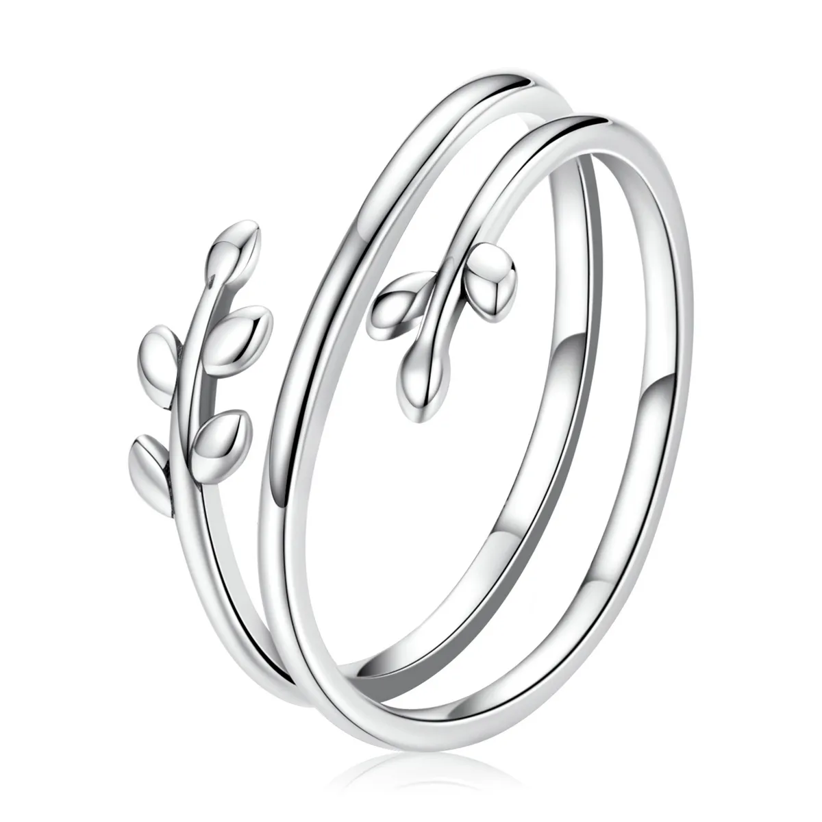 Pandora Style Circles of Leaves åpen ring - SCR755