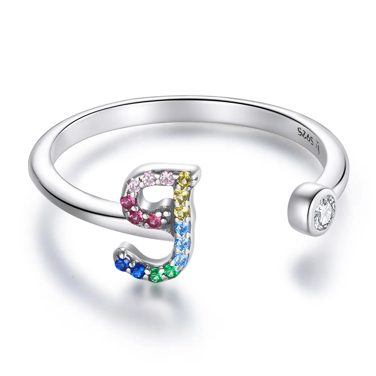 pandora style colorful letter j åpen ring scr723 j