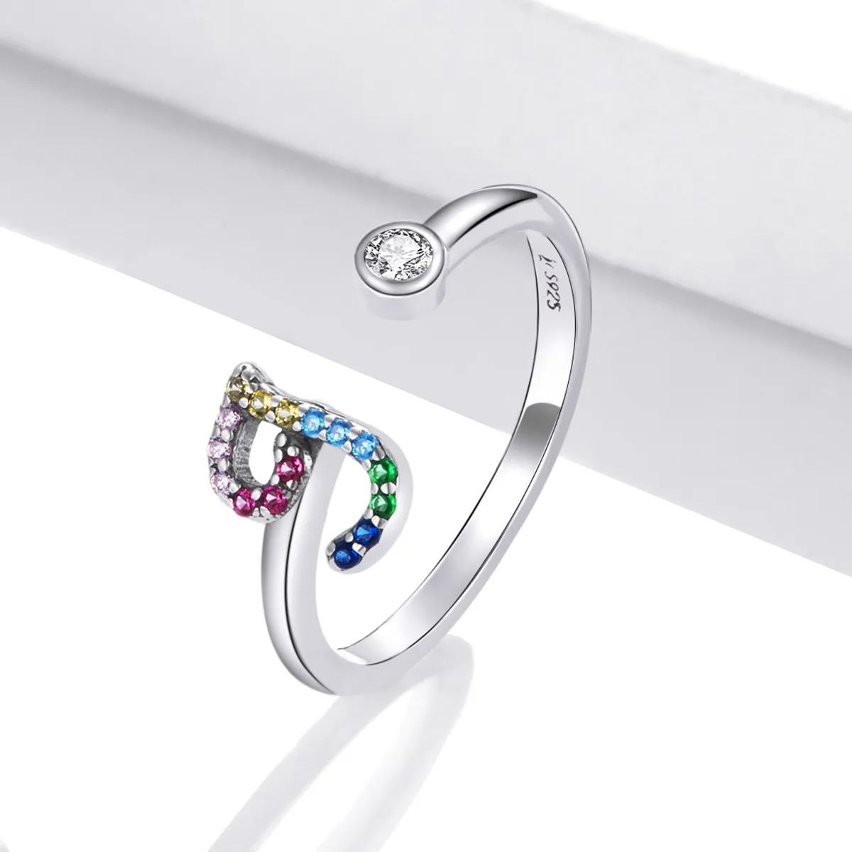 Pandora Style Colorful Letter-J åpen ring - SCR723-J