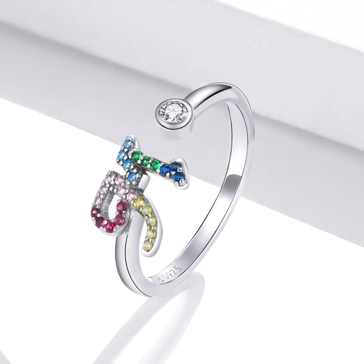 Pandora Style Colorful Letter-M åpen ring - SCR723-M