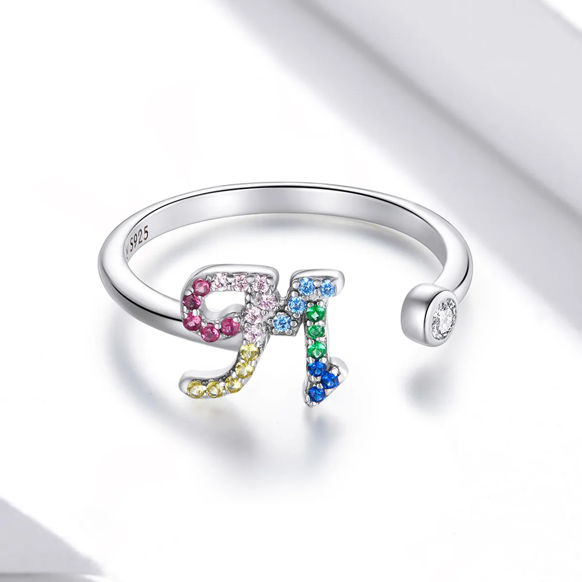 Pandora Style Colorful Letter-M åpen ring - SCR723-M