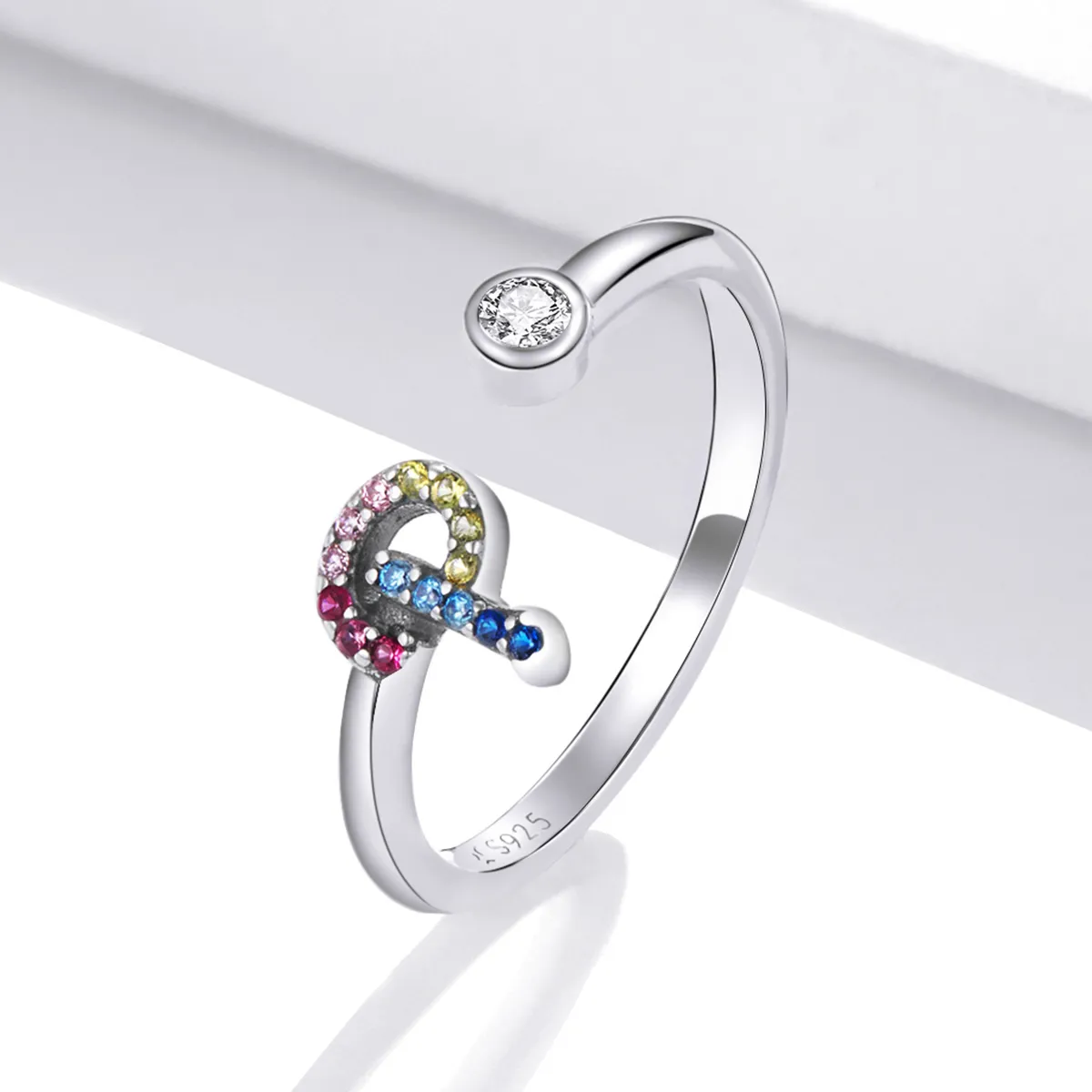 Pandora Style Colorful Letter-P åpen ring - SCR723-P