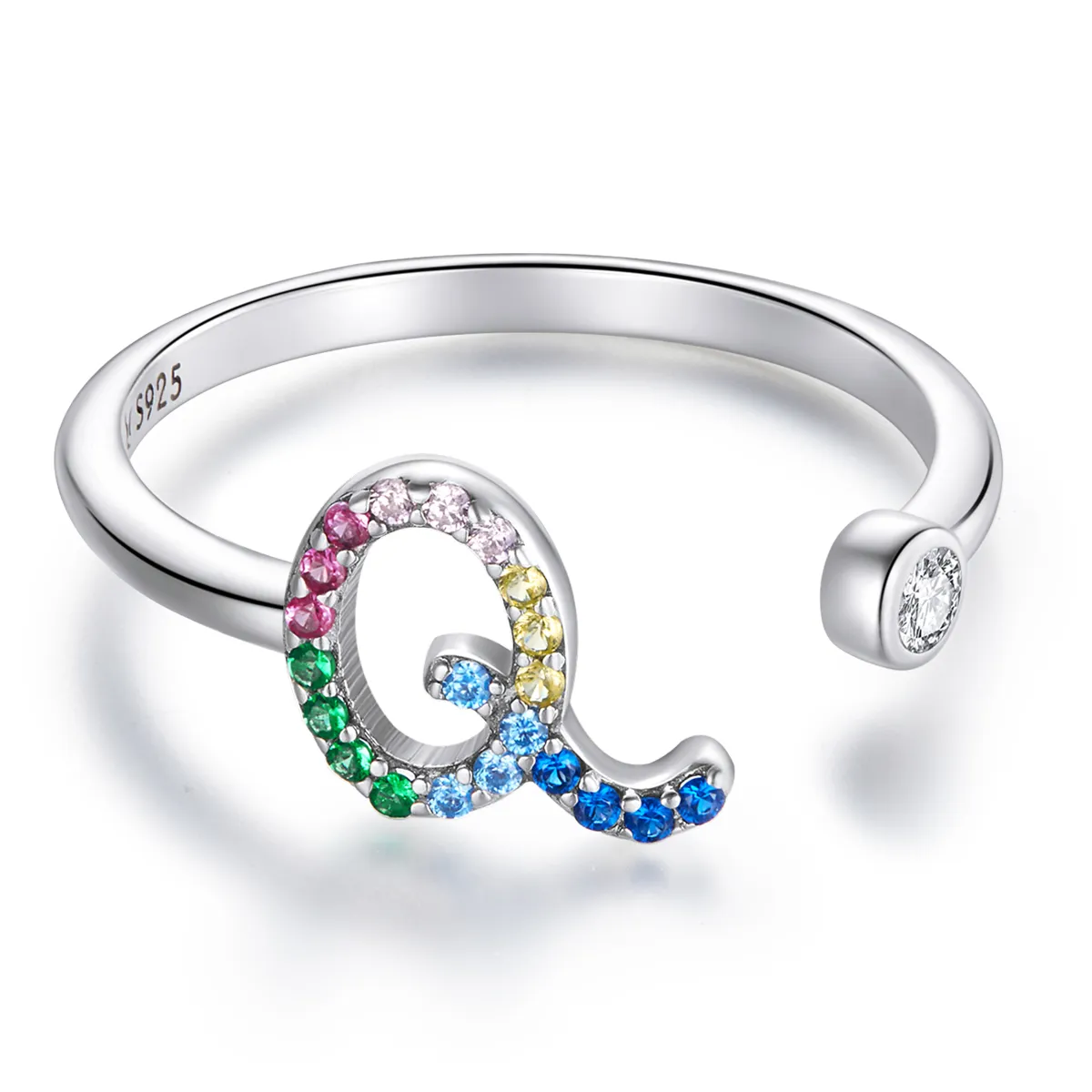 Pandora Style Colorful Letter-Q åpen ring - SCR723-Q