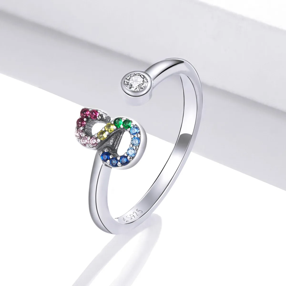 Pandora Style Colorful Letter-S Åpen Ring - SCR723-S