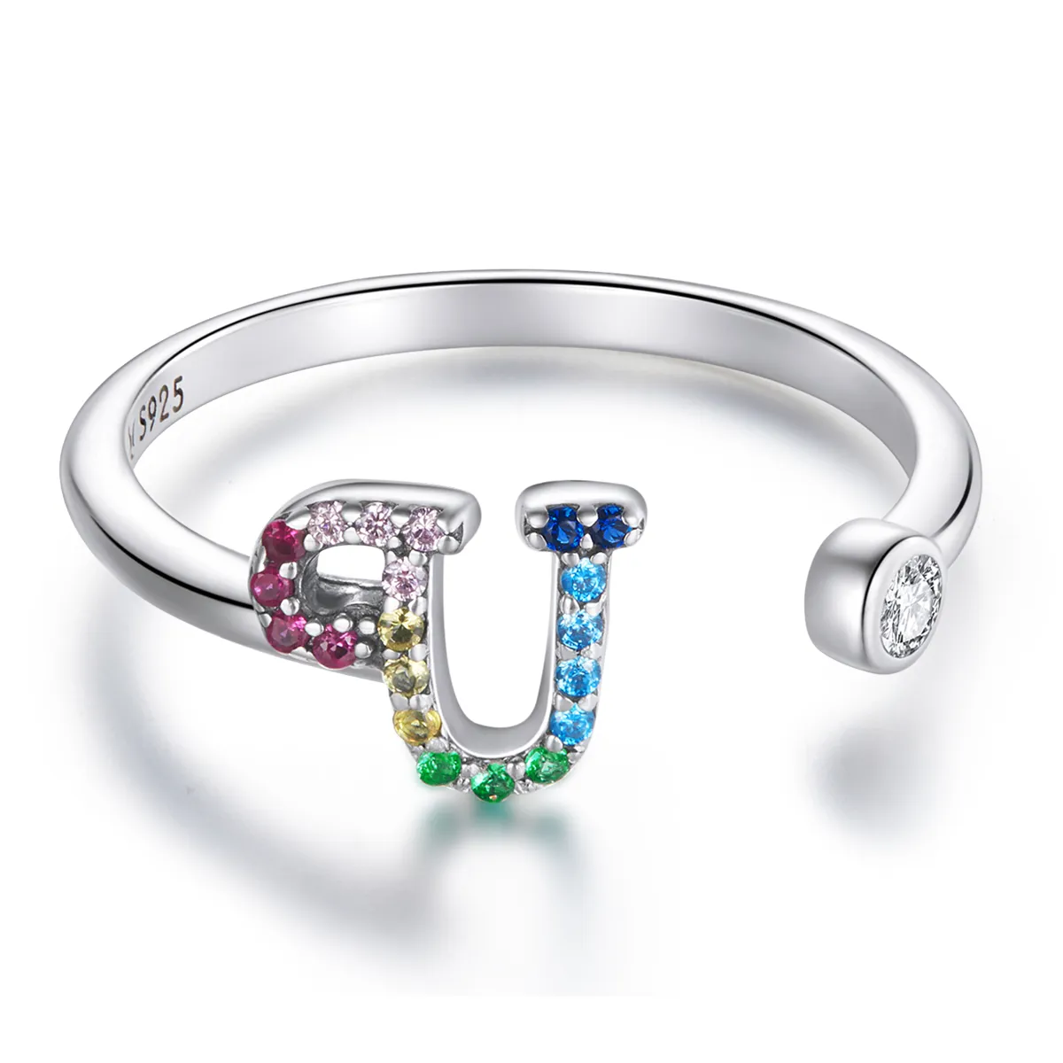 Pandora Style Colorful Letter-U åpen ring - SCR723-U