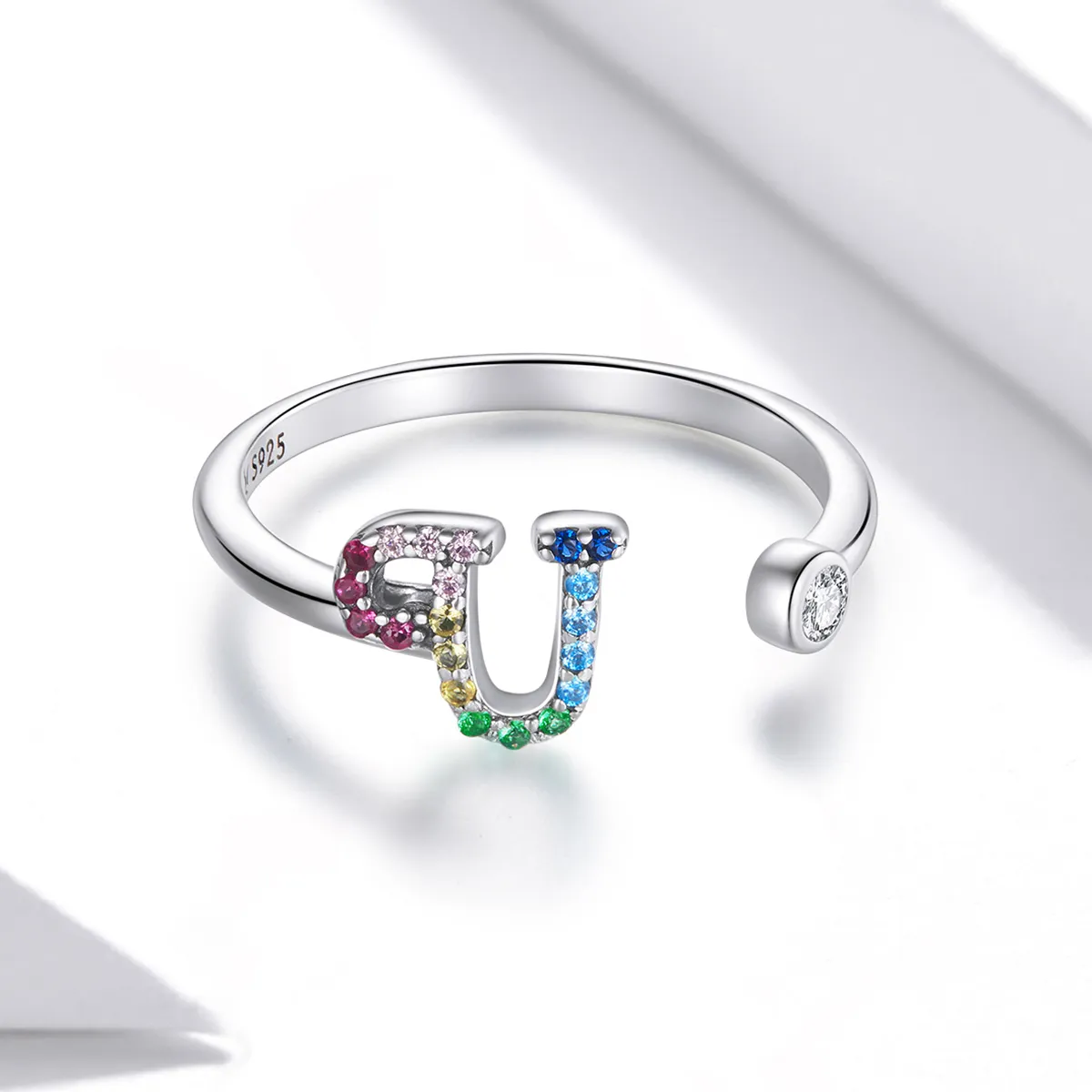 Pandora Style Colorful Letter-U åpen ring - SCR723-U