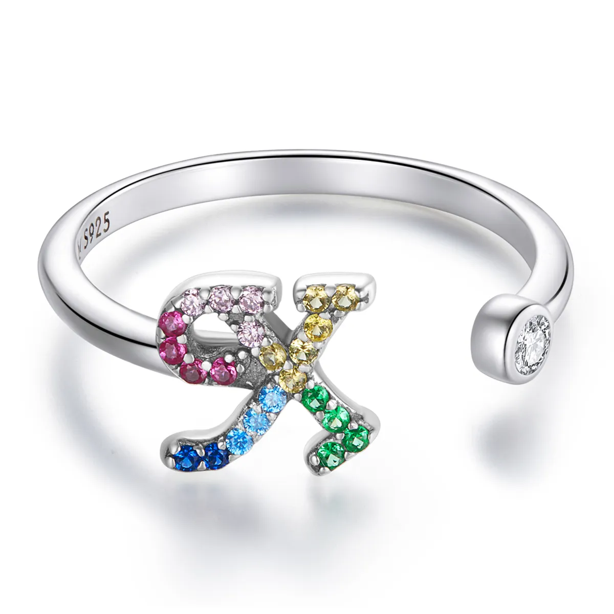 Pandora Style Colorful Letter-X Åpen Ring - SCR723-X