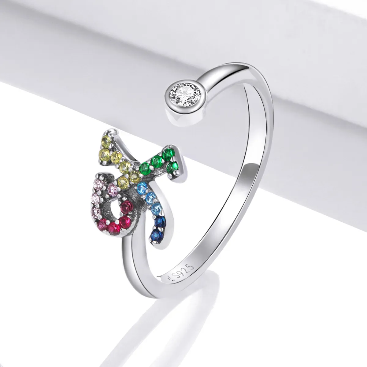 Pandora Style Colorful Letter-X Åpen Ring - SCR723-X