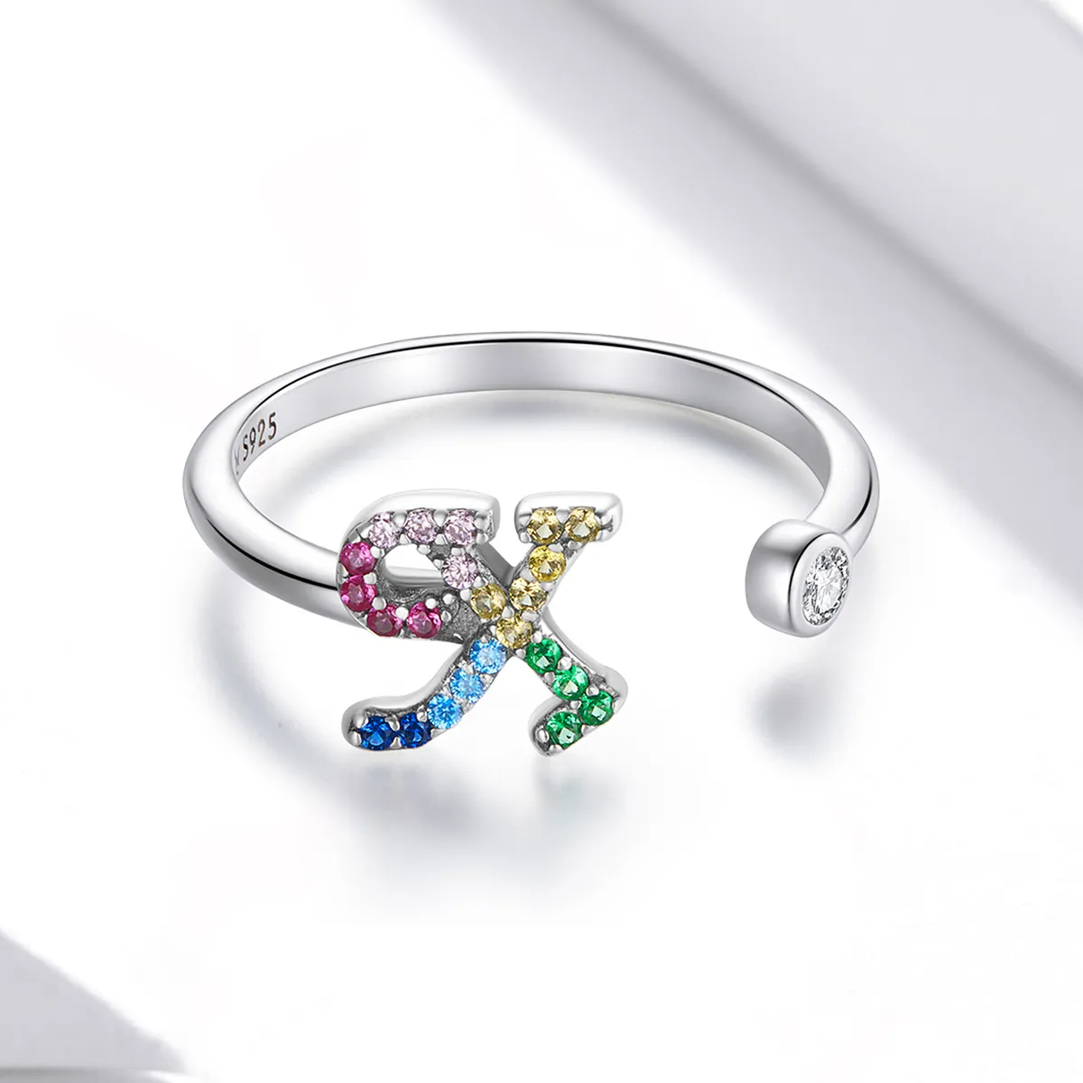 Pandora Style Colorful Letter-X Åpen Ring - SCR723-X