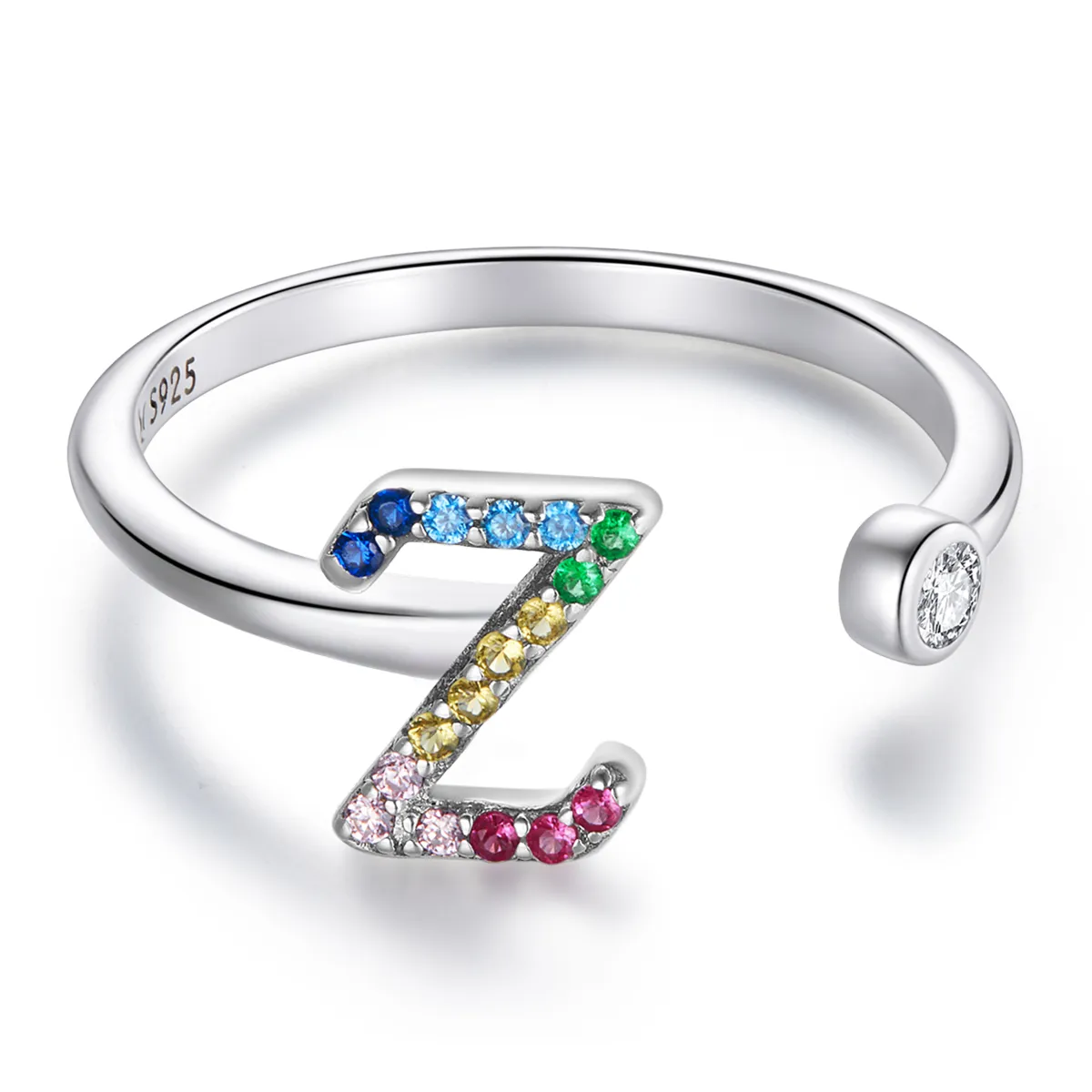 Pandora Style Colorful Letter-Z Open Ring - SCR723-Z