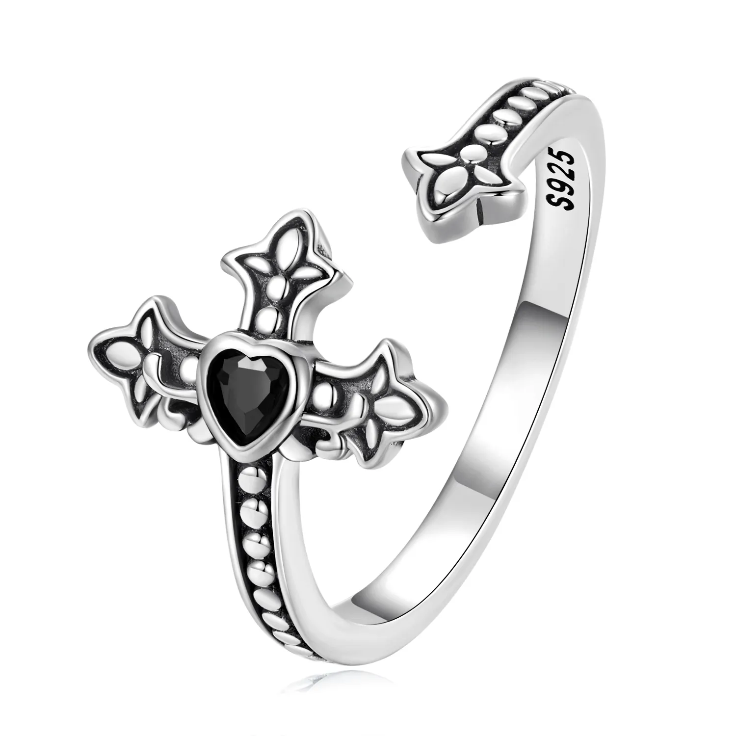 pandora style cross open ring bsr298