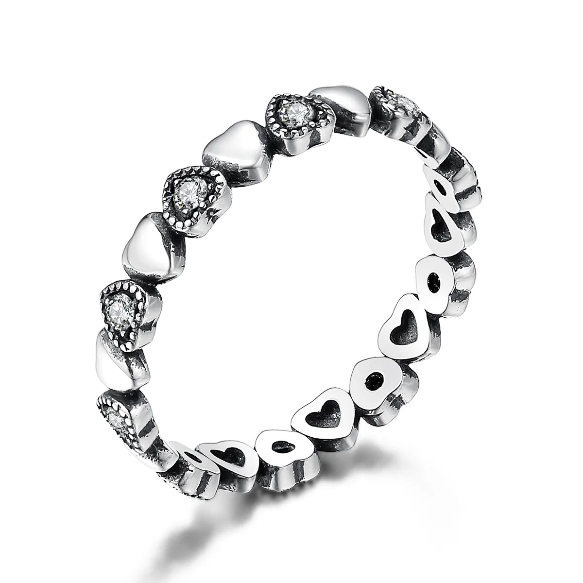 Pandora Style Crossed Hearts Ring - SCR140-WH