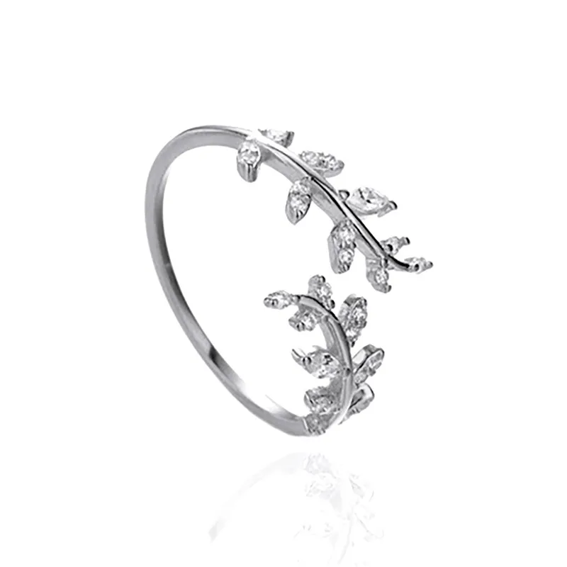 pandora style delicate leaves åpen ring bsr241 a