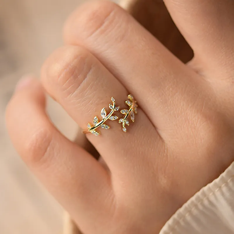 Pandora Style Delicate Leaves Åpen Ring - BSR241-B