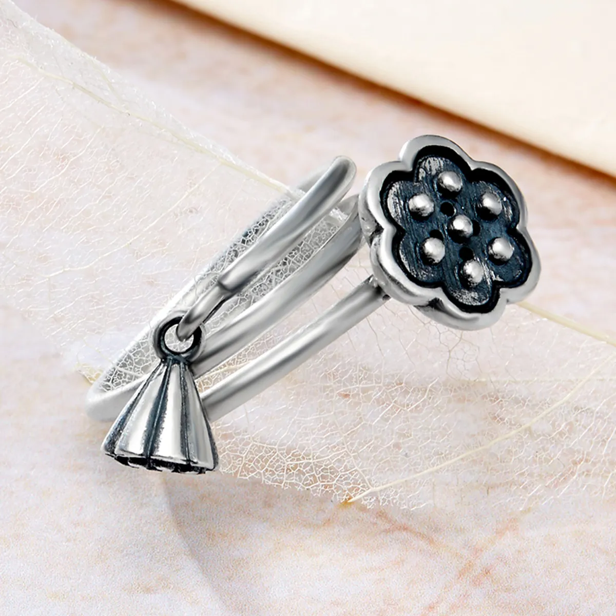 Pandora Style Lotus Pendant Åpen Ring - VSR054