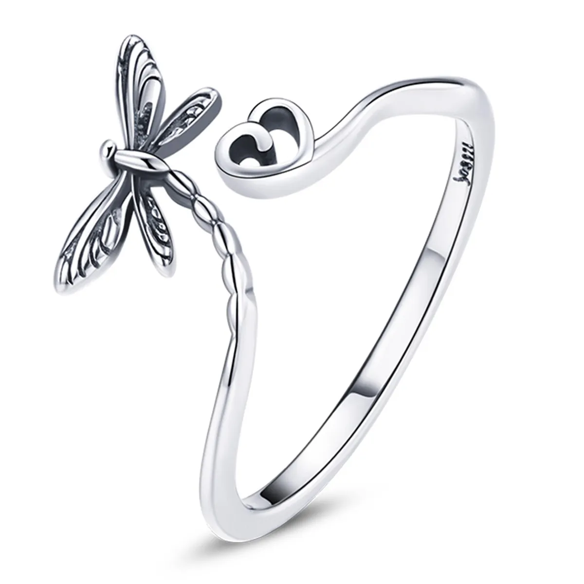 pandora style love dragonfly åpen ring scr734