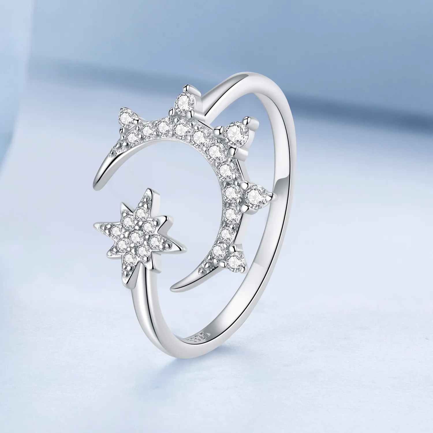 Pandora Style Moon and Stars Open Ring - BSR300