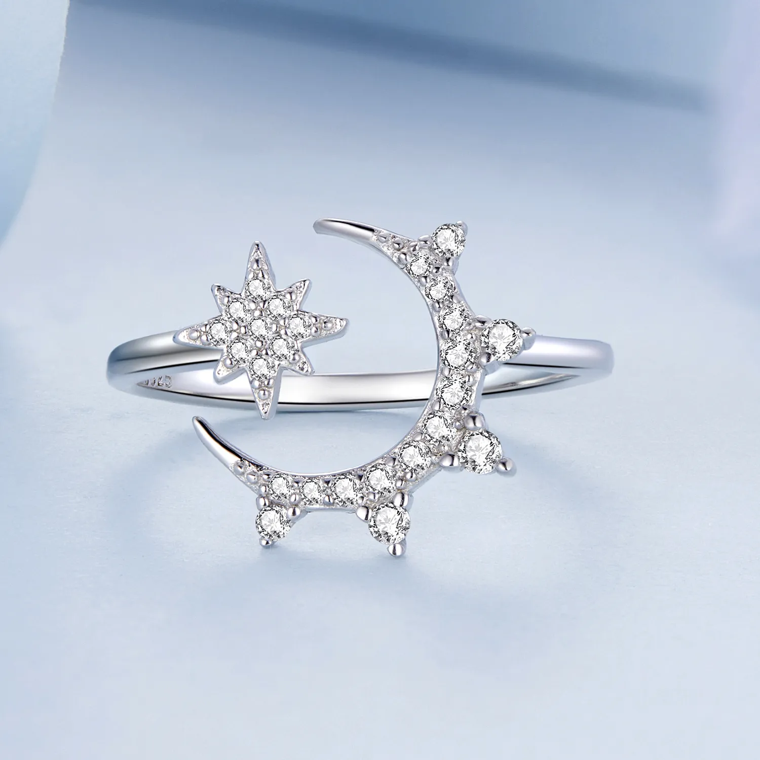 Pandora Style Moon and Stars Open Ring - BSR300