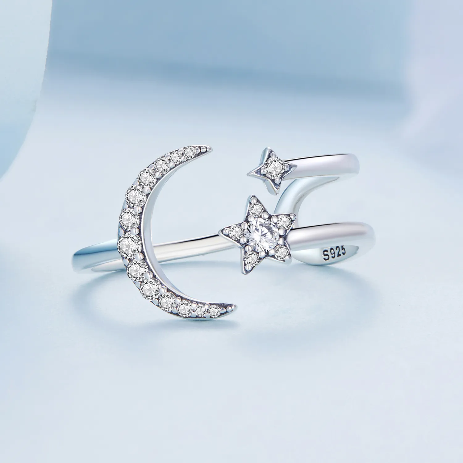 Pandora Style Moon and Stars Open Ring - BSR305