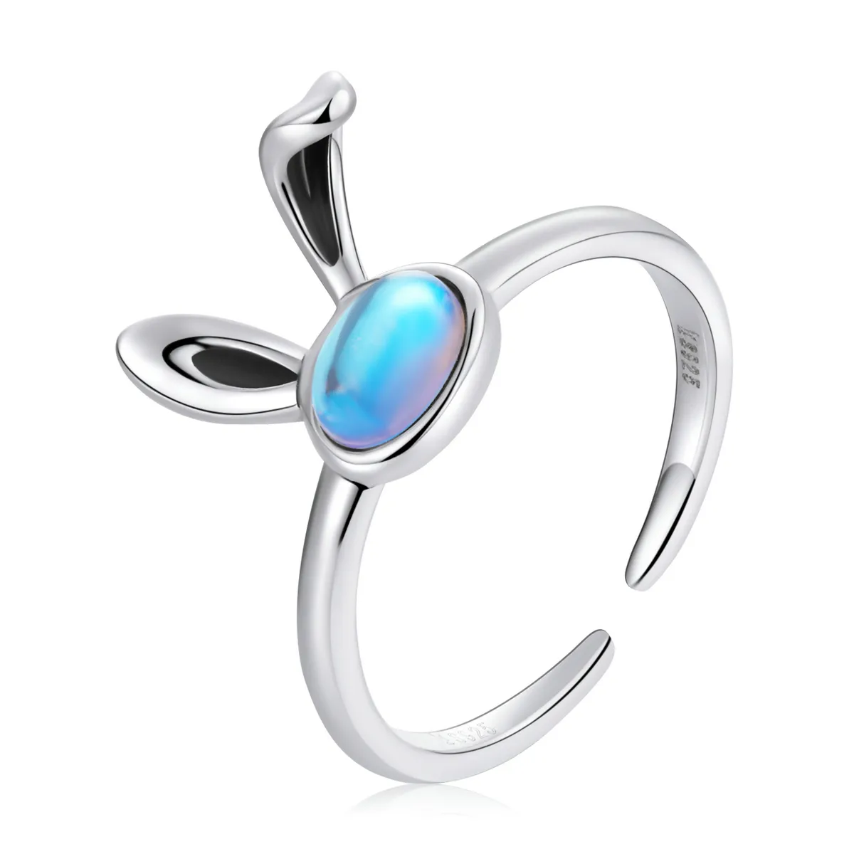 Pandora Style Moonstone Bunny Open Ring - SCR784