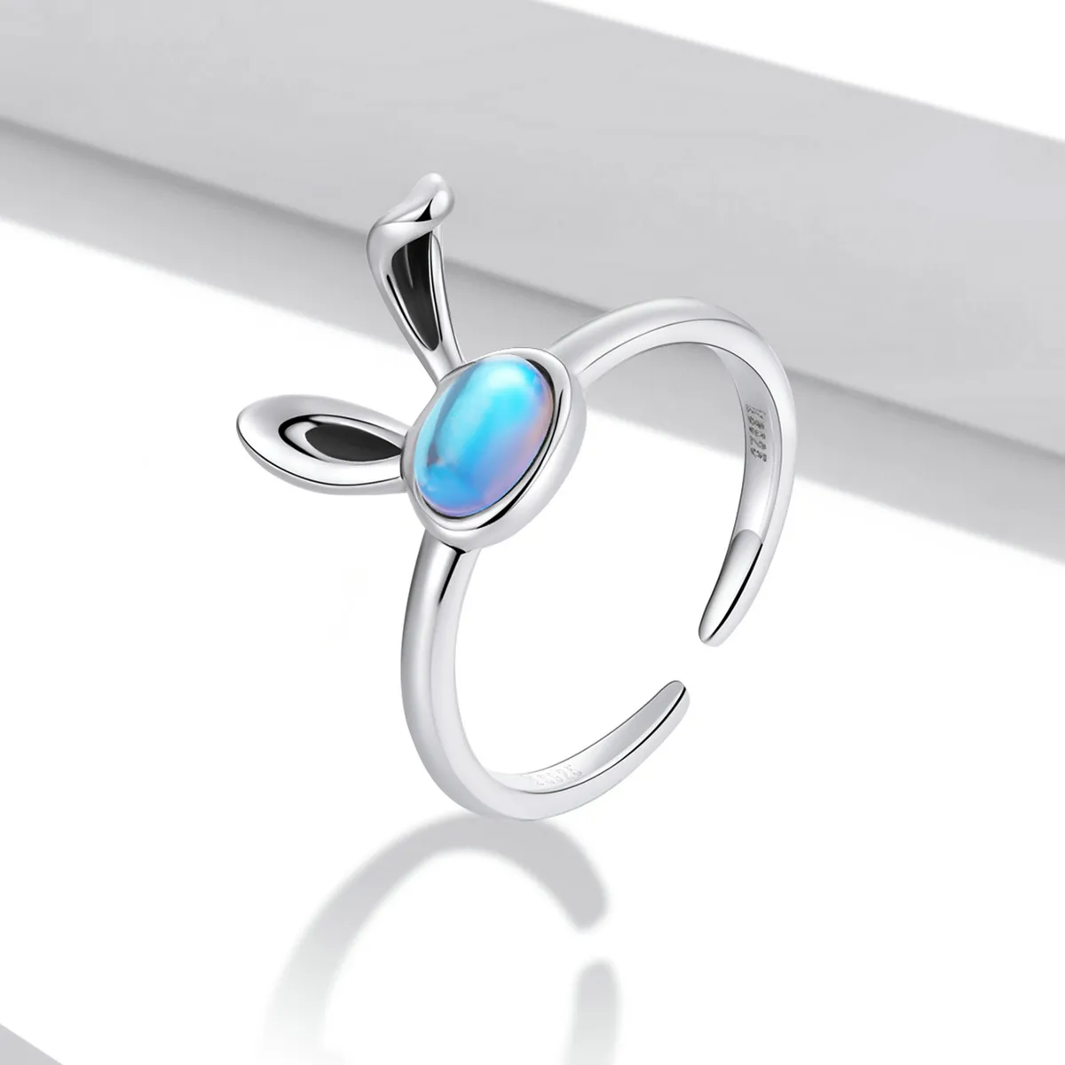 Pandora Style Moonstone Bunny Open Ring - SCR784