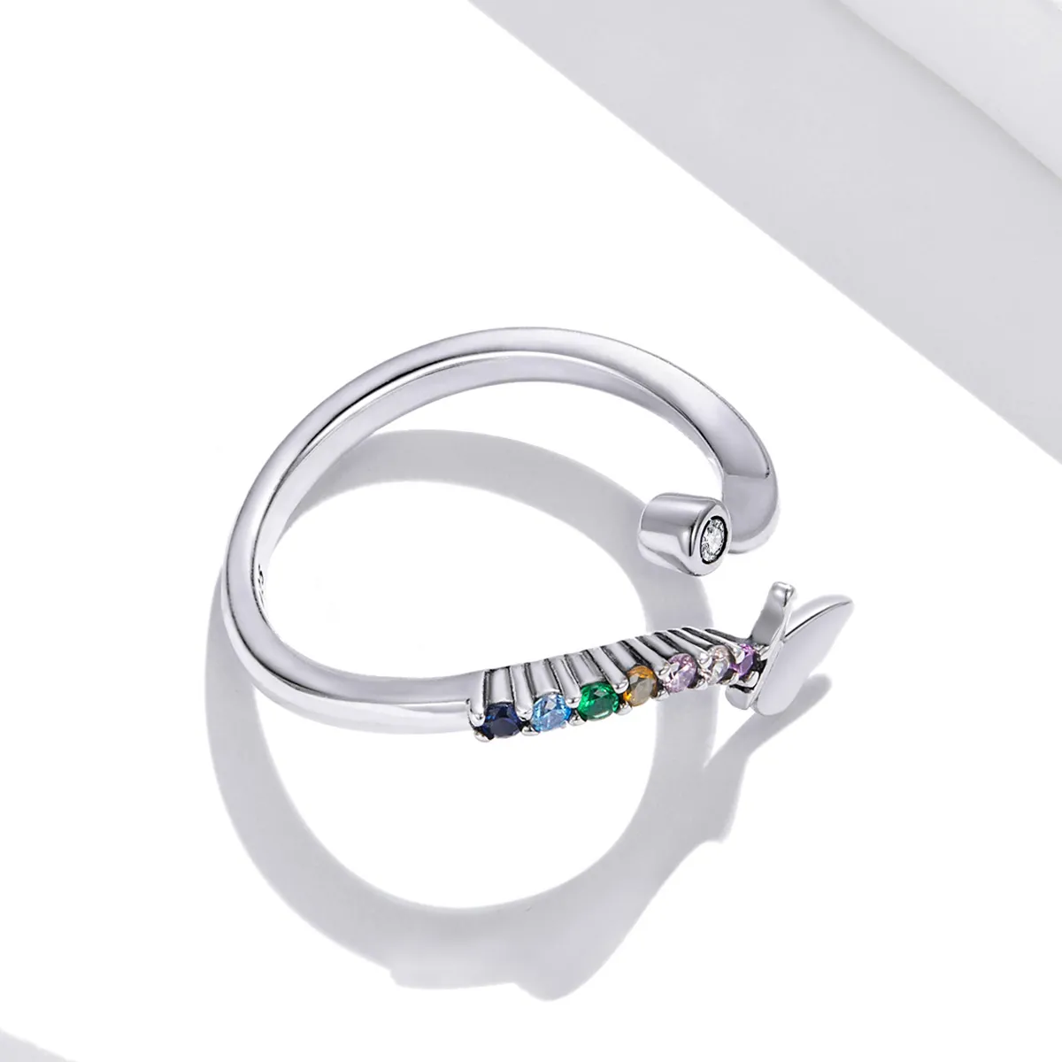 Pandora Style Rainbow Butterfly Åpen Ring - SCR730