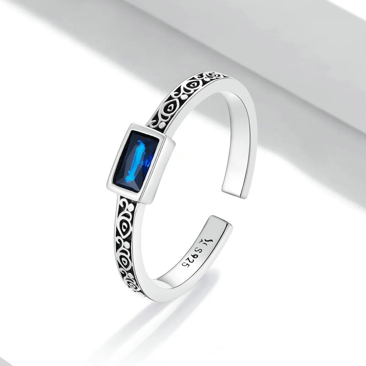 Pandora Style Retro Pattern - Zirconium Open Ring - SCR768