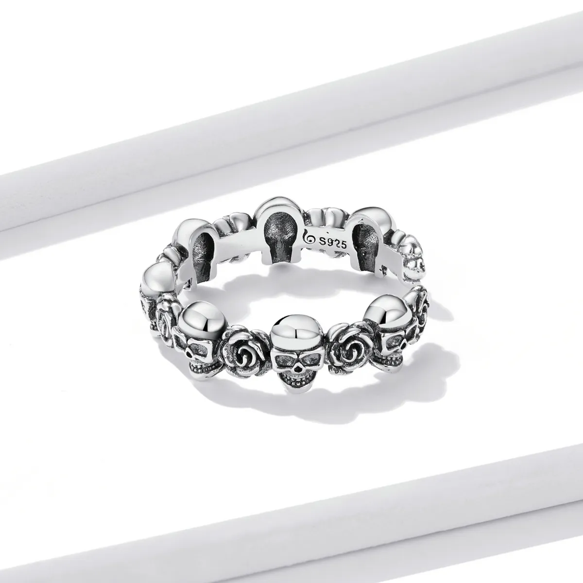 Pandora Style Rose Skull Open Ring - BSR218