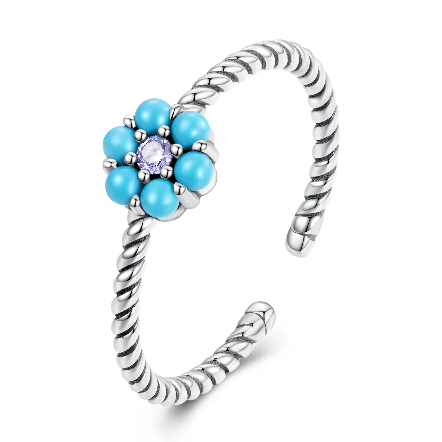 Pandora Style Turkis Florets Åpen Ring - SCR884