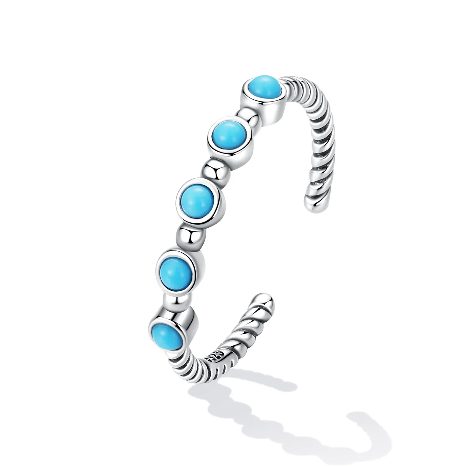 Pandora Style Turkis Twist Open Ring - SCR823