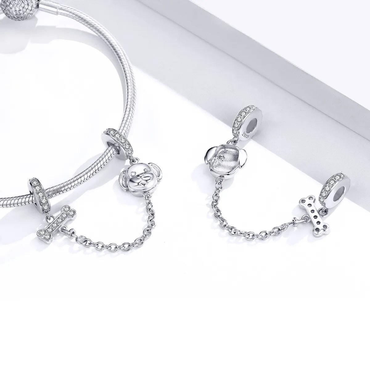 Pandora Style Adorable Puppy Safety Chain - SCC1434