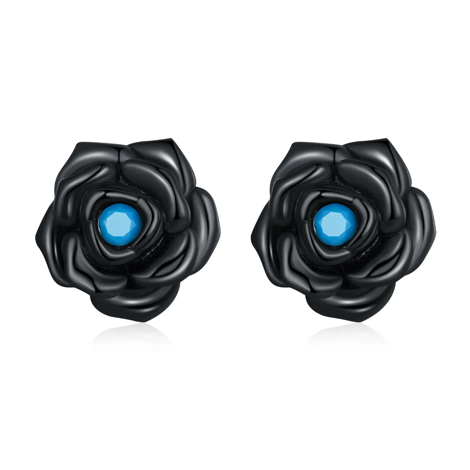 pandora style black rose stud øredobber sce1401