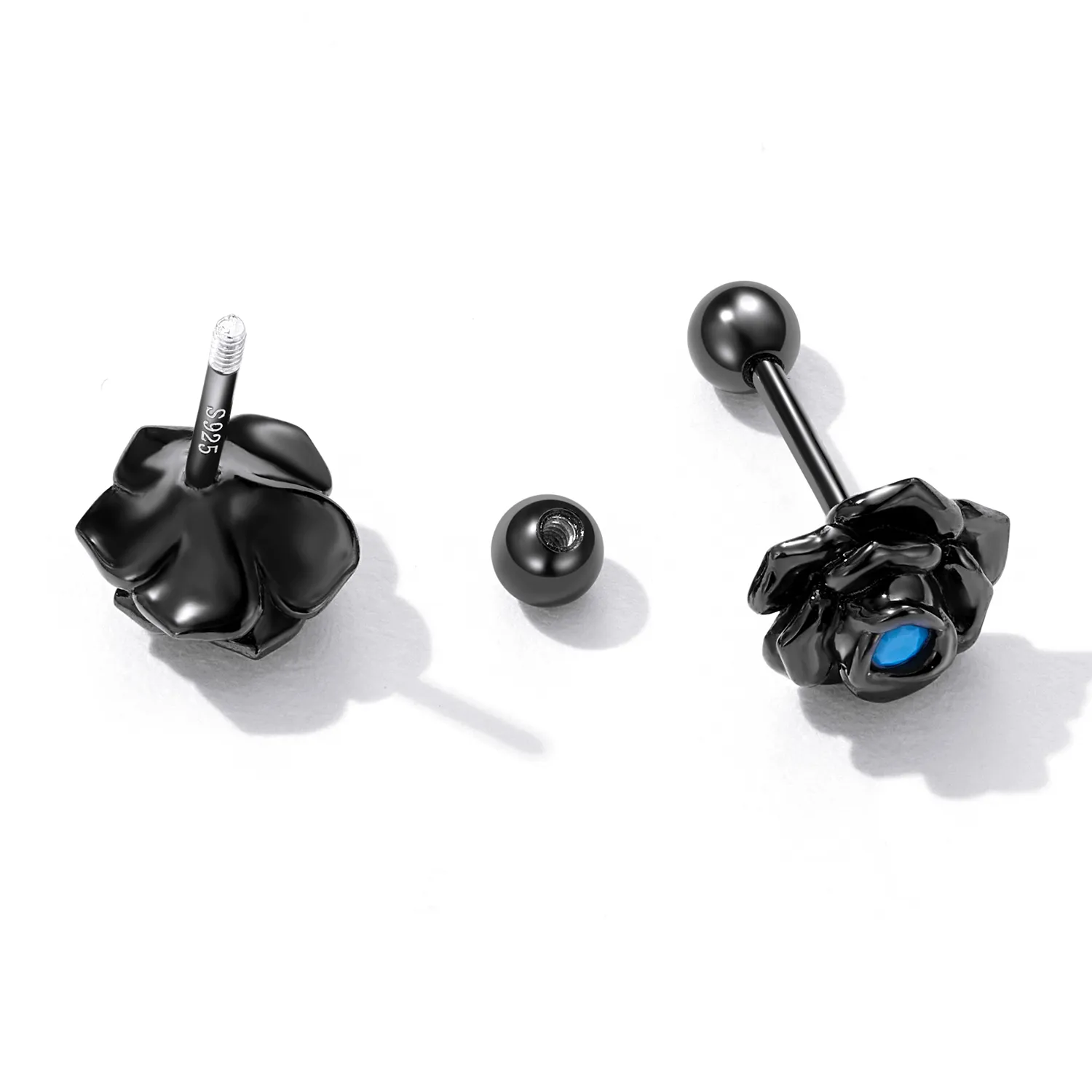 Pandora Style Black Rose Stud øredobber - SCE1401