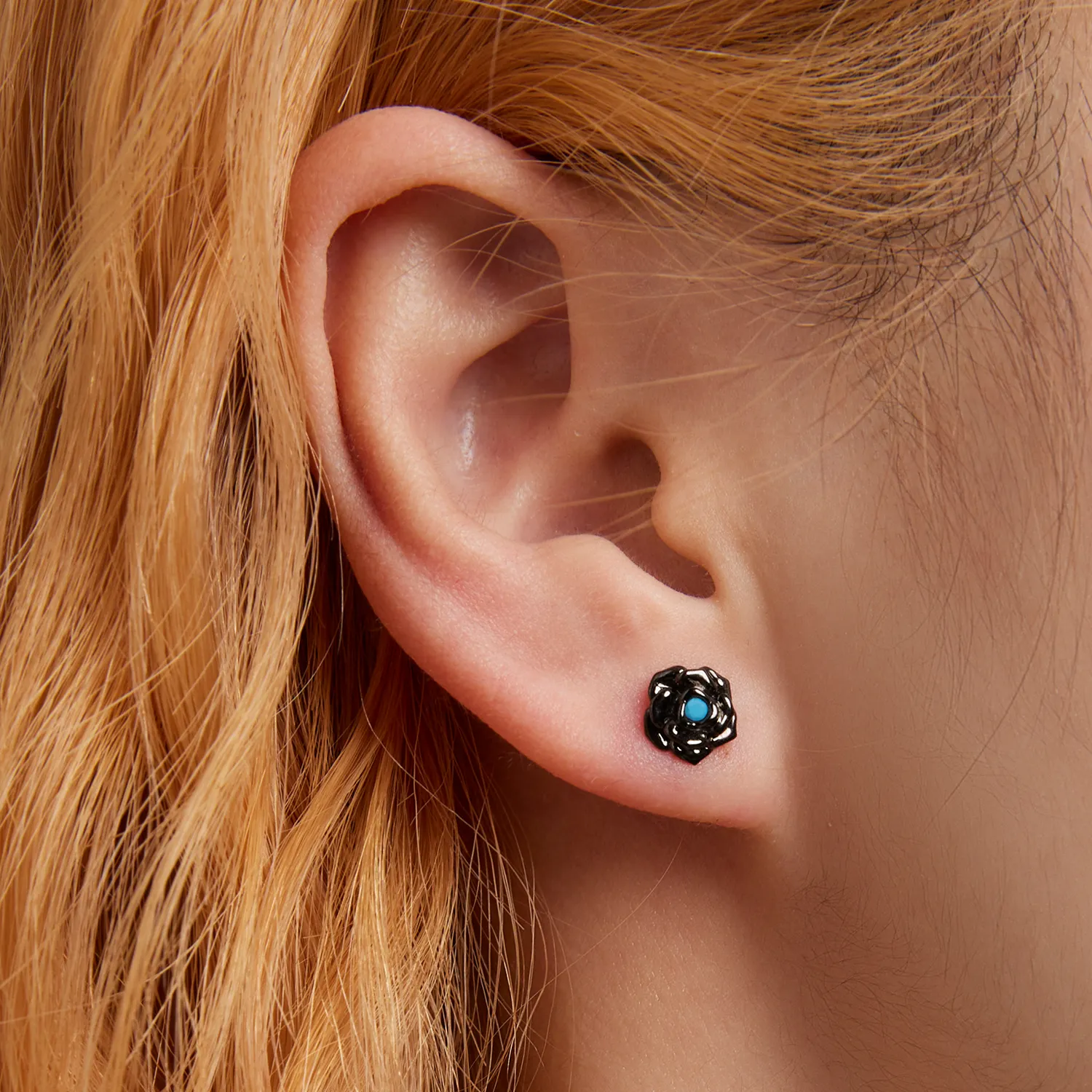 Pandora Style Black Rose Stud øredobber - SCE1401