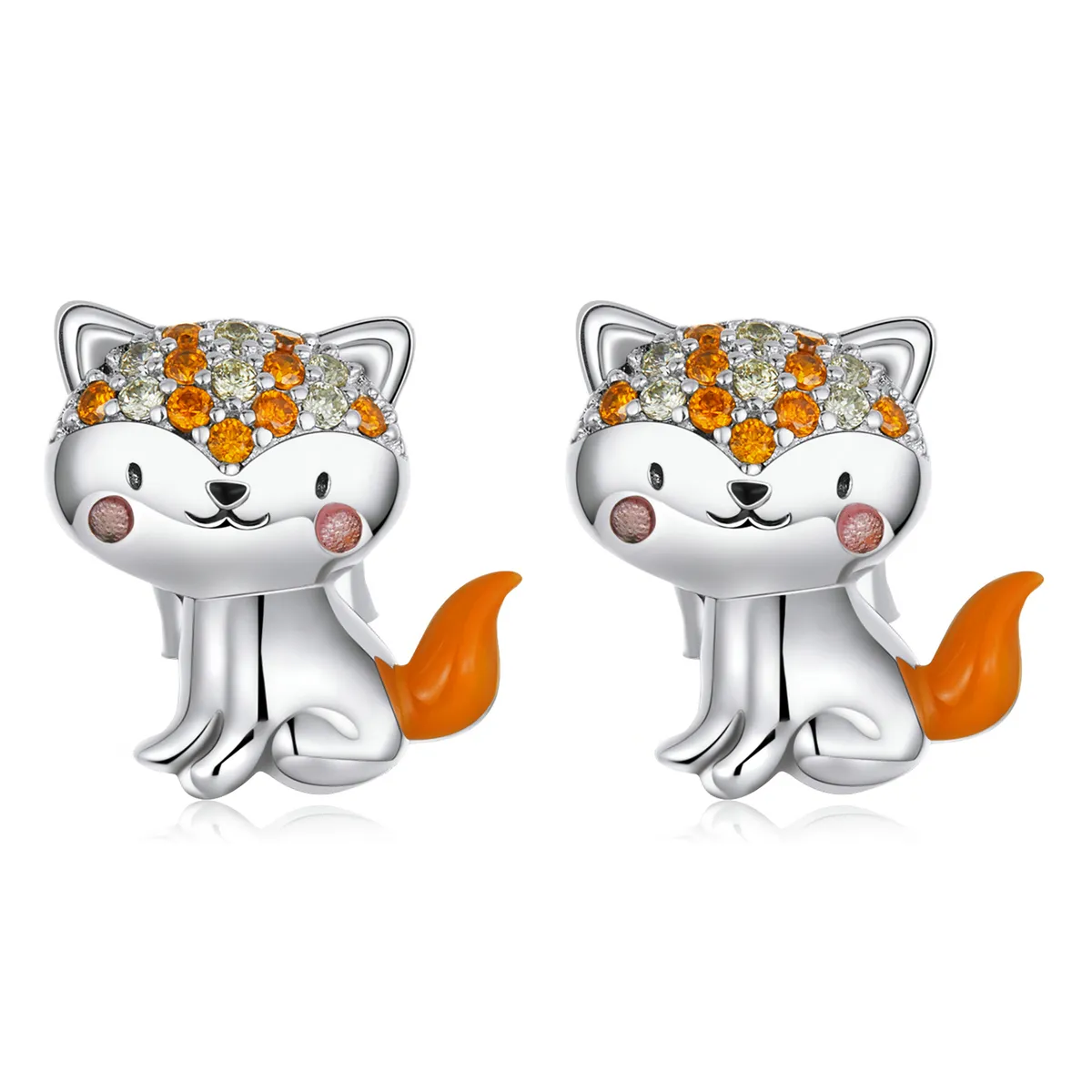 pandora style cute fox stud øredobber sce1373