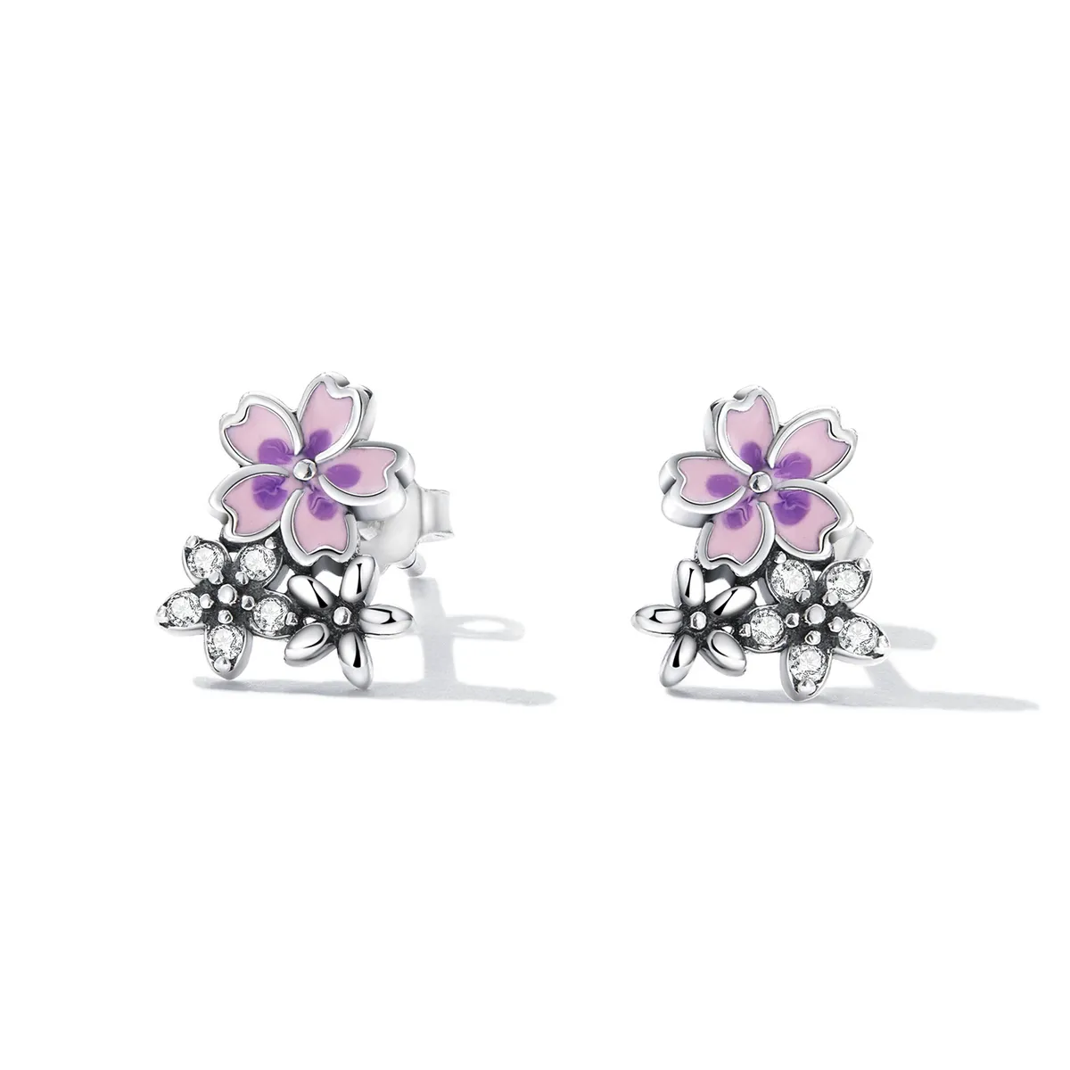 Pandora Style Delicate Flowers Stud øredobber - SCE1390