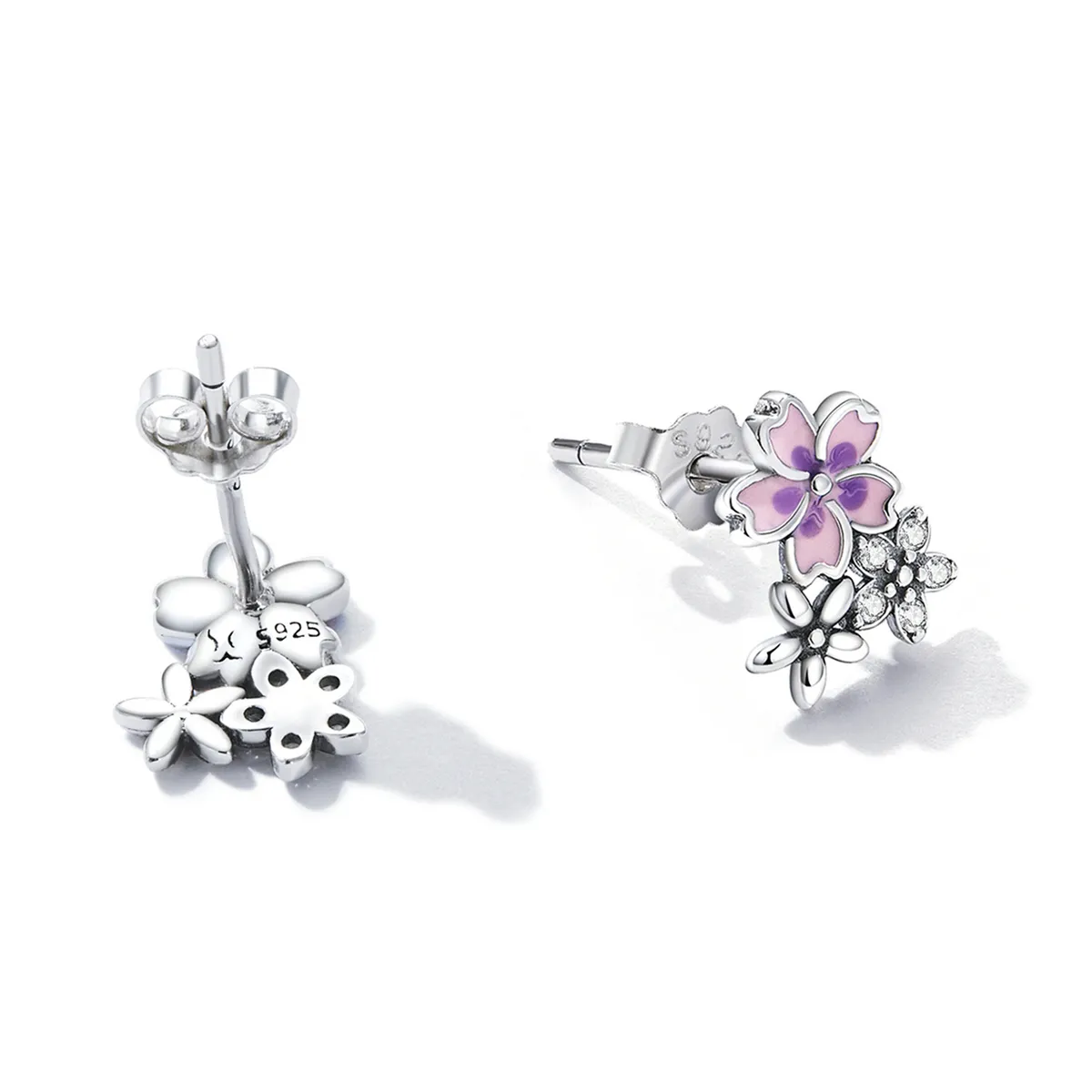 Pandora Style Delicate Flowers Stud øredobber - SCE1390